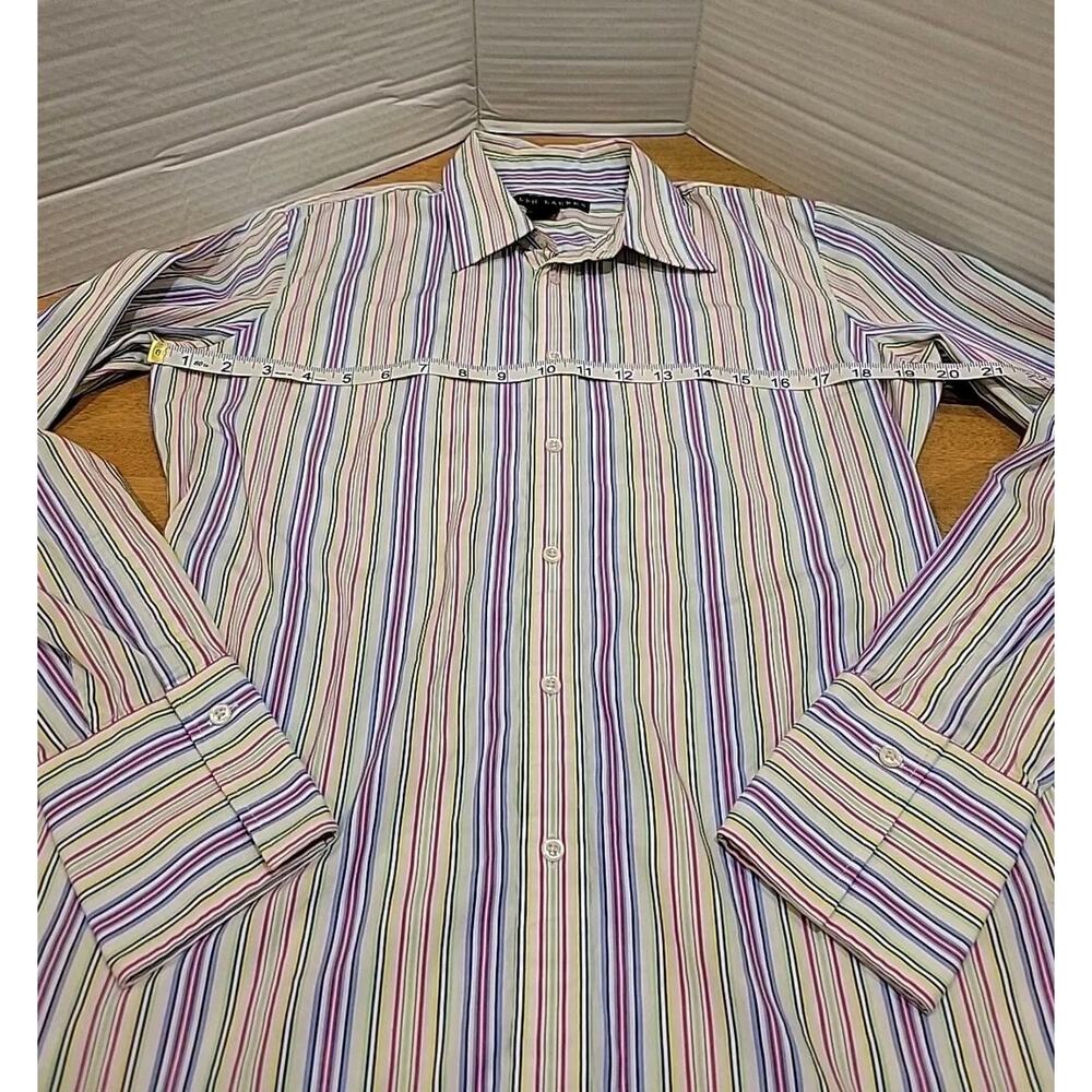 Ralph Lauren Women's 12 Black Label Striped Shirt Rainbow Preppy Business Office